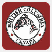 Amerikanische Rote Haida Art Vector Salmon Quadratischer Aufkleber (Vorderseite)