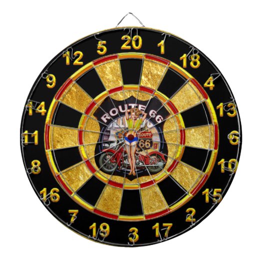Amerikanische Route 66 Motorrad mit goldenem Hinte Dartscheibe (vorne)