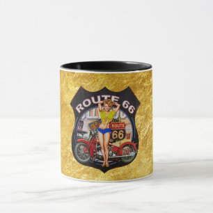Amerikanische Route 66 Motorrad mit Goldstruktur Tasse