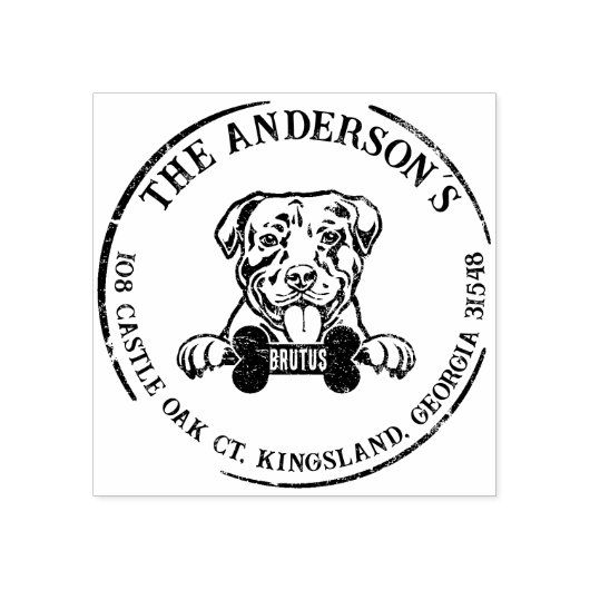 Amerikanische Rücksendeadresse Pitbull Custom Fami Gummistempel (Prägung)