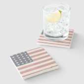 Amerikanische Rustikale amerikanische Flagge Steinuntersetzer (Seitenansicht)