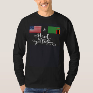 Amerikanische + Sambia-Flagge perfekt gemischt T-Shirt
