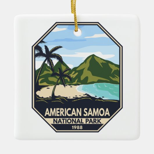 Amerikanische Samoa Nationalpark Retro Emblem Keramikornament (Vorderseite)