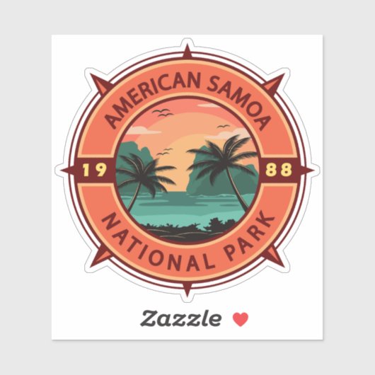 Amerikanische Samoa Nationalpark Retro Kompass Emb Aufkleber (Blatt)