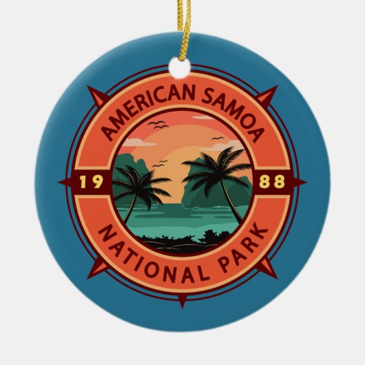 Amerikanische Samoa Nationalpark Retro Kompass Emb Keramik Ornament (Vorne)