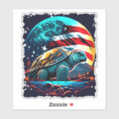 Amerikanische Schildkröte unter dem Mond mit ameri Aufkleber (Blatt)
