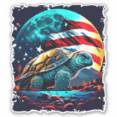 Amerikanische Schildkröte unter dem Mond mit ameri Aufkleber (Vorderseite)