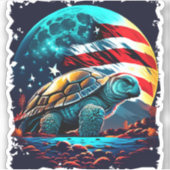 Amerikanische Schildkröte unter dem Mond mit ameri Aufkleber (Vorderseite)