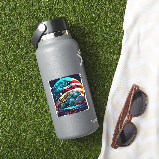 Amerikanische Schildkröte unter dem Mond mit ameri Aufkleber (HydroFlask Insitu)