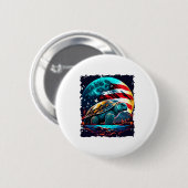 Amerikanische Schildkröte unter dem Mond mit ameri Button (Vorne & Hinten)