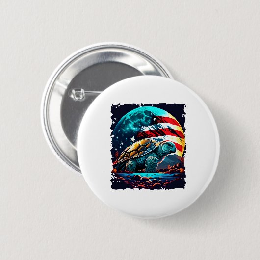 Amerikanische Schildkröte unter dem Mond mit ameri Button (Vorne & Hinten)