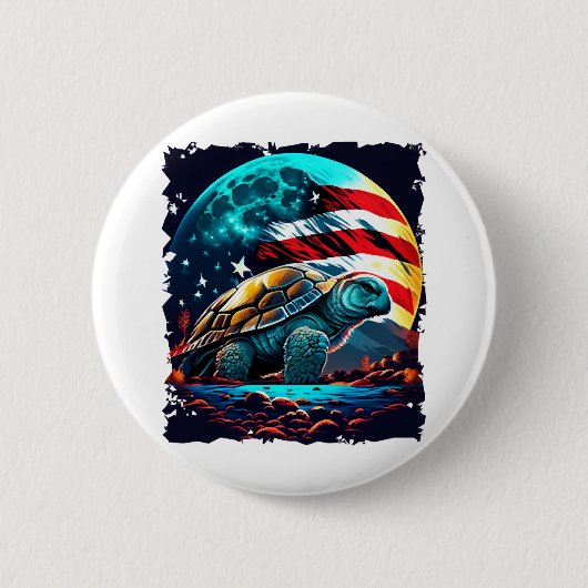 Amerikanische Schildkröte unter dem Mond mit ameri Button (Vorderseite)