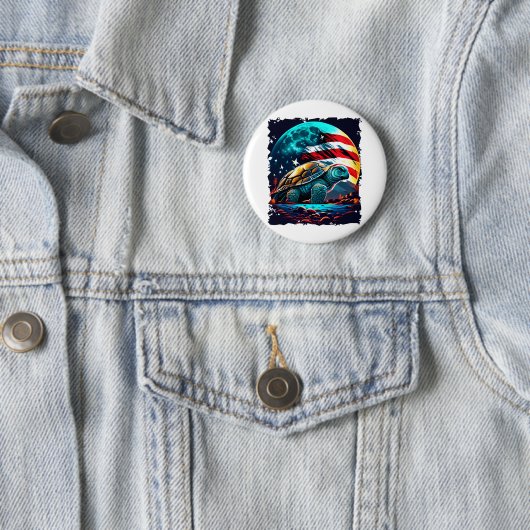 Amerikanische Schildkröte unter dem Mond mit ameri Button (Beispiel)