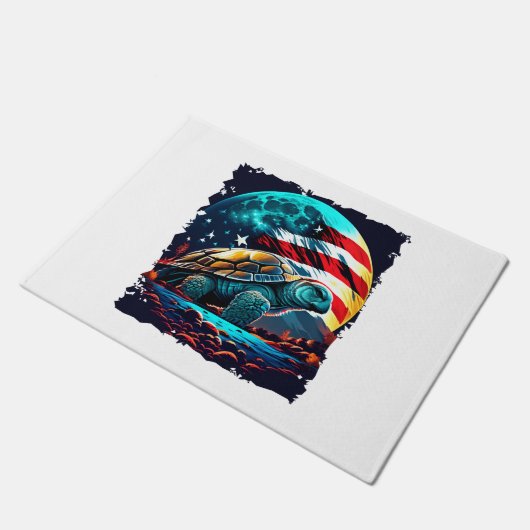 Amerikanische Schildkröte unter dem Mond mit ameri Fußmatte (Schrägansicht)