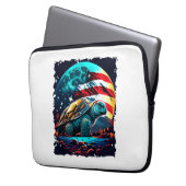 Amerikanische Schildkröte unter dem Mond mit ameri Laptopschutzhülle (Vorderseite Links)