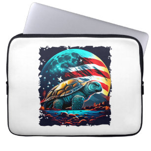 Amerikanische Schildkröte unter dem Mond mit ameri Laptopschutzhülle