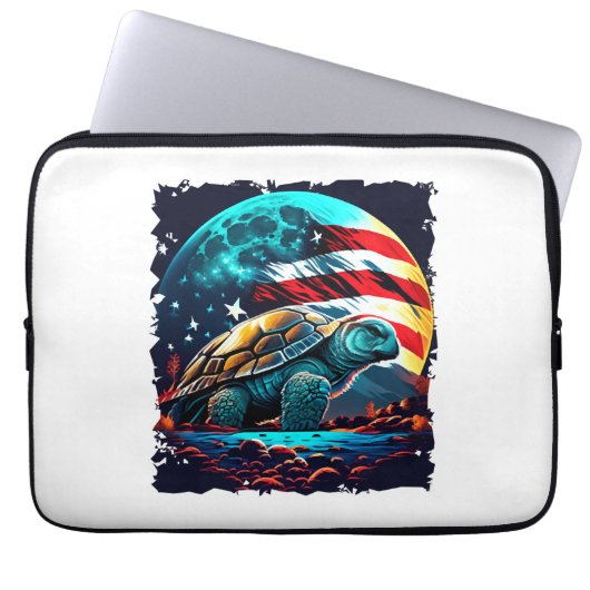 Amerikanische Schildkröte unter dem Mond mit ameri Laptopschutzhülle (Vorderseite)