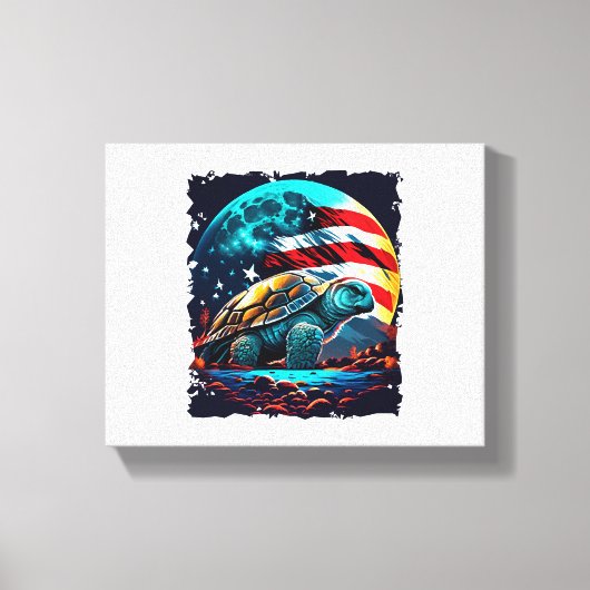 Amerikanische Schildkröte unter dem Mond mit ameri Leinwanddruck (Vorderseite)