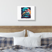 Amerikanische Schildkröte unter dem Mond mit ameri Leinwanddruck (Insitu (Schlafzimmer))