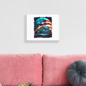 Amerikanische Schildkröte unter dem Mond mit ameri Leinwanddruck (Insitu (Wohnzimmer))