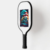 Amerikanische Schildkröte unter dem Mond mit ameri Pickleball Schläger (Links)