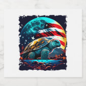 Amerikanische Schildkröte unter dem Mond mit ameri Schaumweinetikett (Einzelnes Label)