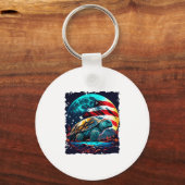 Amerikanische Schildkröte unter dem Mond mit ameri Schlüsselanhänger (Vorderseite)