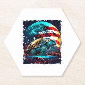 Amerikanische Schildkröte unter dem Mond mit ameri Untersetzer (Vorderseite)
