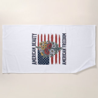 Amerikanische Schönheit Freiheit Blumenflagge Strandtuch