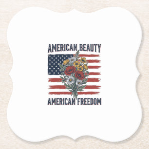 Amerikanische Schönheit Freiheit Blumenflagge Untersetzer