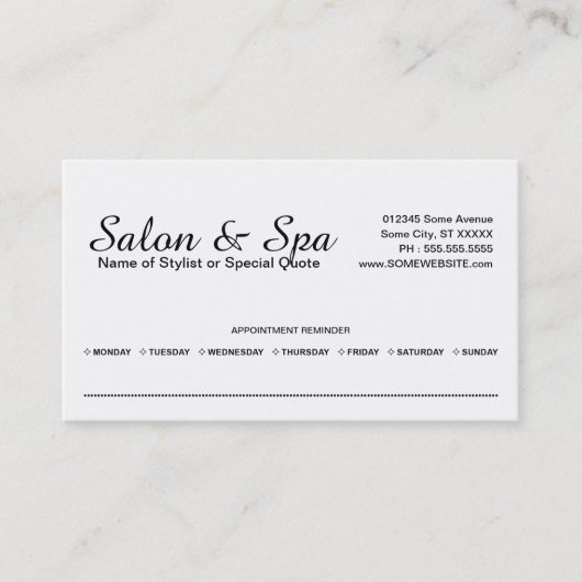 amerikanische Schönheitsverabredungskarte Terminkarte (Vorderseite)