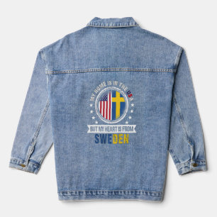 Amerikanische schwedische Flagge Herz aus Schweden Jeansjacke