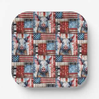 Amerikanische Schweinefarm Volkskunst Pappteller