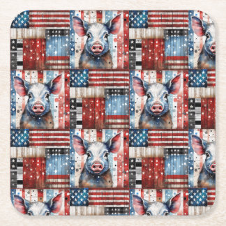 Amerikanische Schweinefarm Volkskunst Rechteckiger Pappuntersetzer