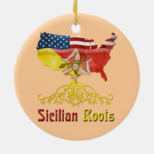 Amerikanische sizilianische Wurzel-Verzierung Keramik Ornament (Hinten)