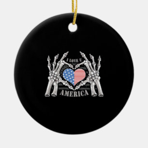Amerikanische Skelettfächer mit Handarbeit, bearbe Keramik Ornament