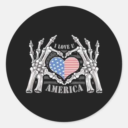 Amerikanische Skelettfächer mit Handarbeit, bearbe Runder Aufkleber (Vorderseite)