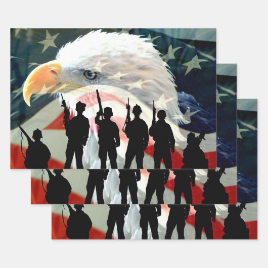 Amerikanische Soldaten-Fahne zu Ehren Geschenkpapier Set (Set)