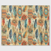 Amerikanische Southwest Feather Art Geschenkpapier (Flach)
