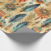 Amerikanische Southwest Feather Art Geschenkpapier (Ecke)