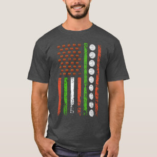 Amerikanische Sportflagge Halloween Kürbis Volleyb T-Shirt