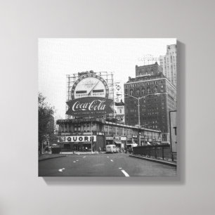 Amerikanische Stadt mit kommerziellen Plakatwänden Leinwanddruck