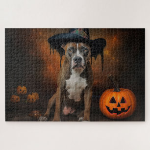 Amerikanische Staffordshire-Kürbisse Halloween Gru Puzzle
