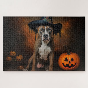 Amerikanische Staffordshire-Kürbisse Halloween Gru Puzzle