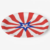 Amerikanische Sterne auf strahlenden roten und wei Pappteller (Schrägansicht)