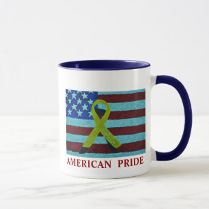 AMERIKANISCHE STOLZ-FLAGGE U. BAND TASSE