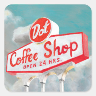 Amerikanische Straße Kaffeeschild Quadratischer Aufkleber