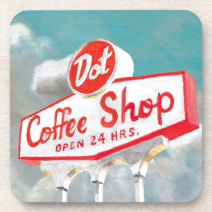 Amerikanische Straße   Kaffeeschild Untersetzer