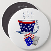 Amerikanische Tee-Schale und Taschen-Knopf Button (Vorne & Hinten)