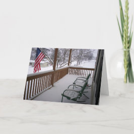 Amerikanische Terrasse im Winter Feiertagskarte